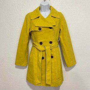 Old Navy Double Breasted Big Buttons 100% Cotton Long Trench Coat Jacket Size S